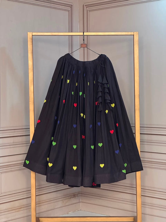 Cora Cotton Heart Embroidery Flared Lehenga