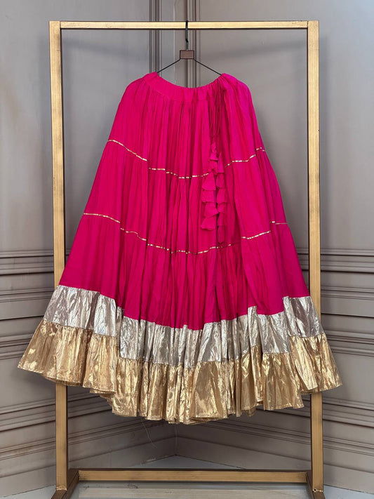 Rayon 12 Meter Layered Lehenga with Lampi Lace & Gota Work
