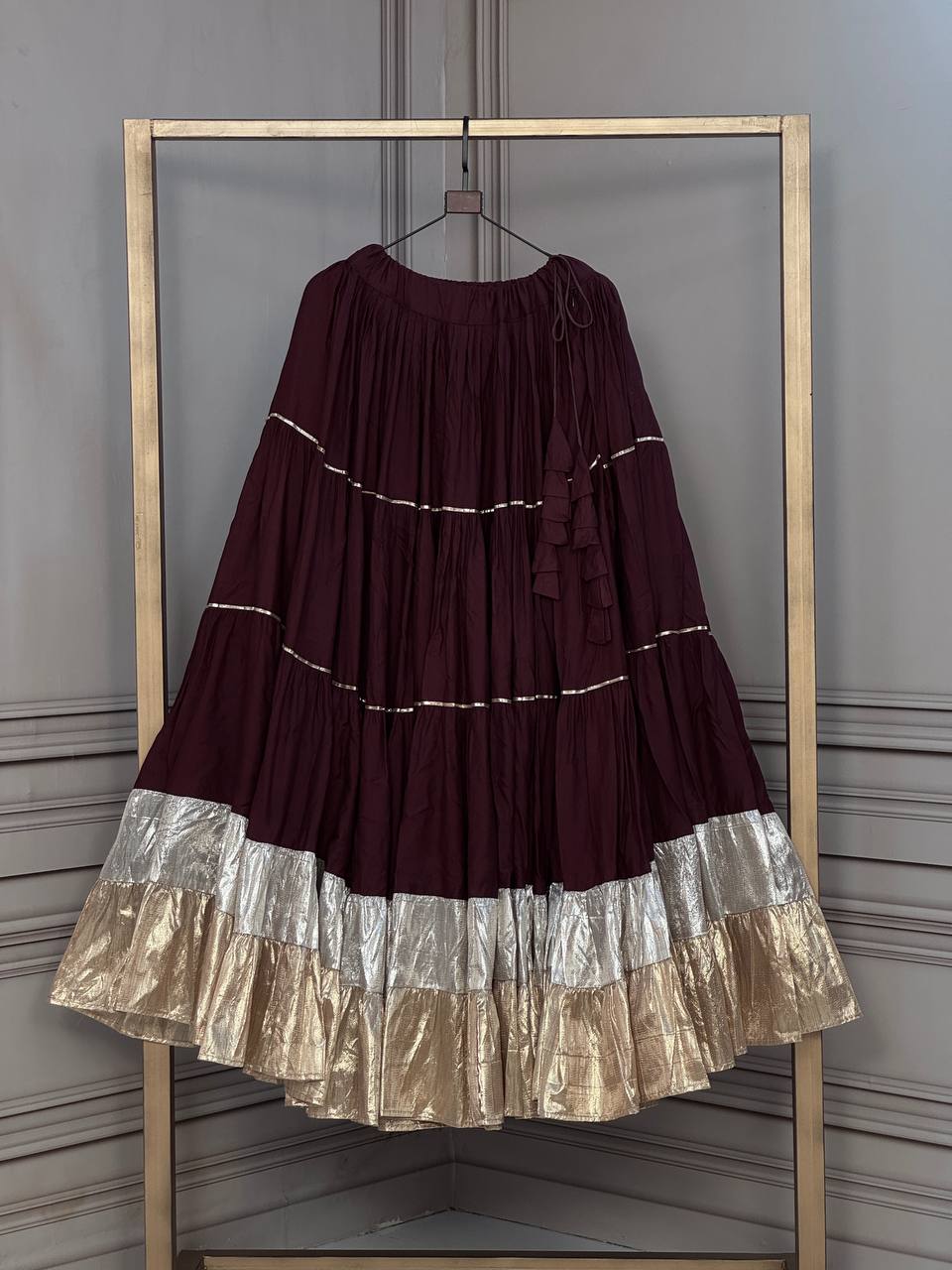 Rayon 12 Meter Layered Lehenga with Lampi Lace & Gota Work