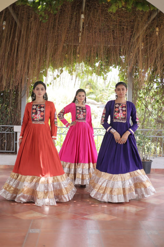 Rayon Kutchi Gamthi Work Gown