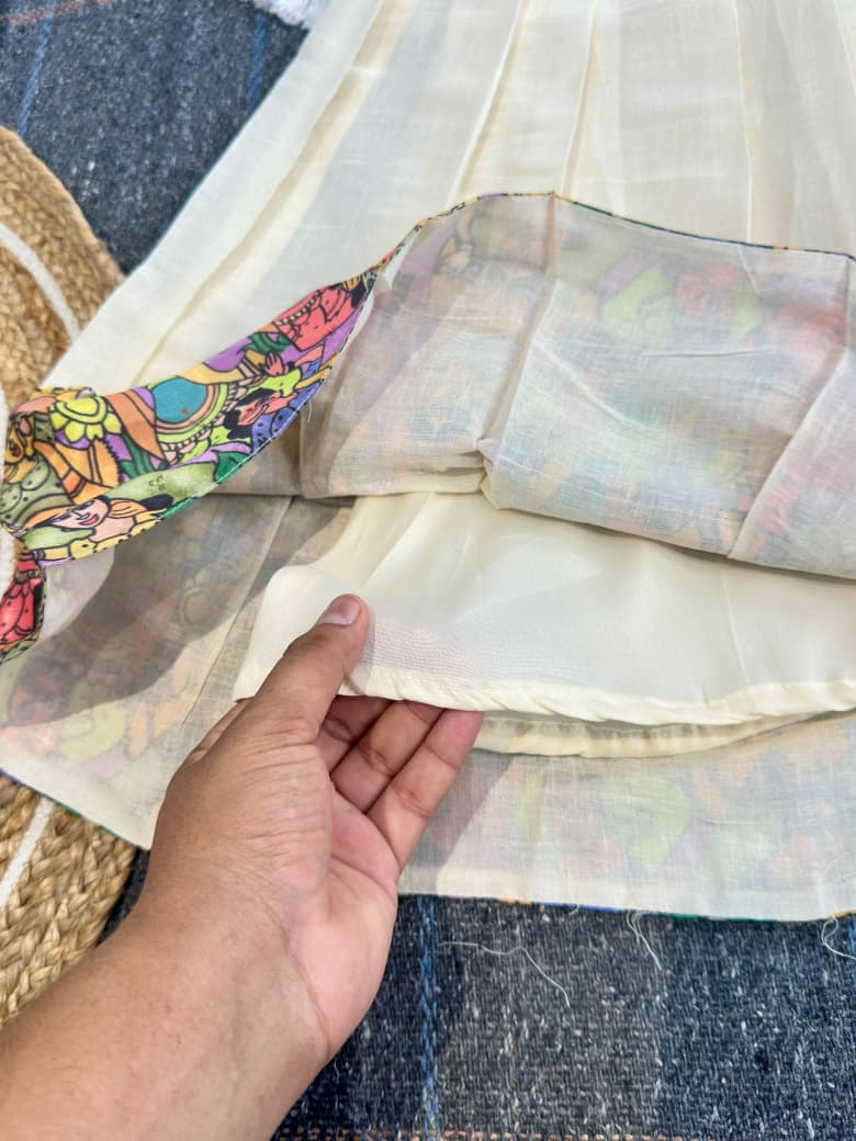 Traditional Kalamkari-Style Printed Kids Lehenga Choli