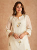 Cream Cotton Silk Kurta Set with Farshi Salwar & Organza Dupatta