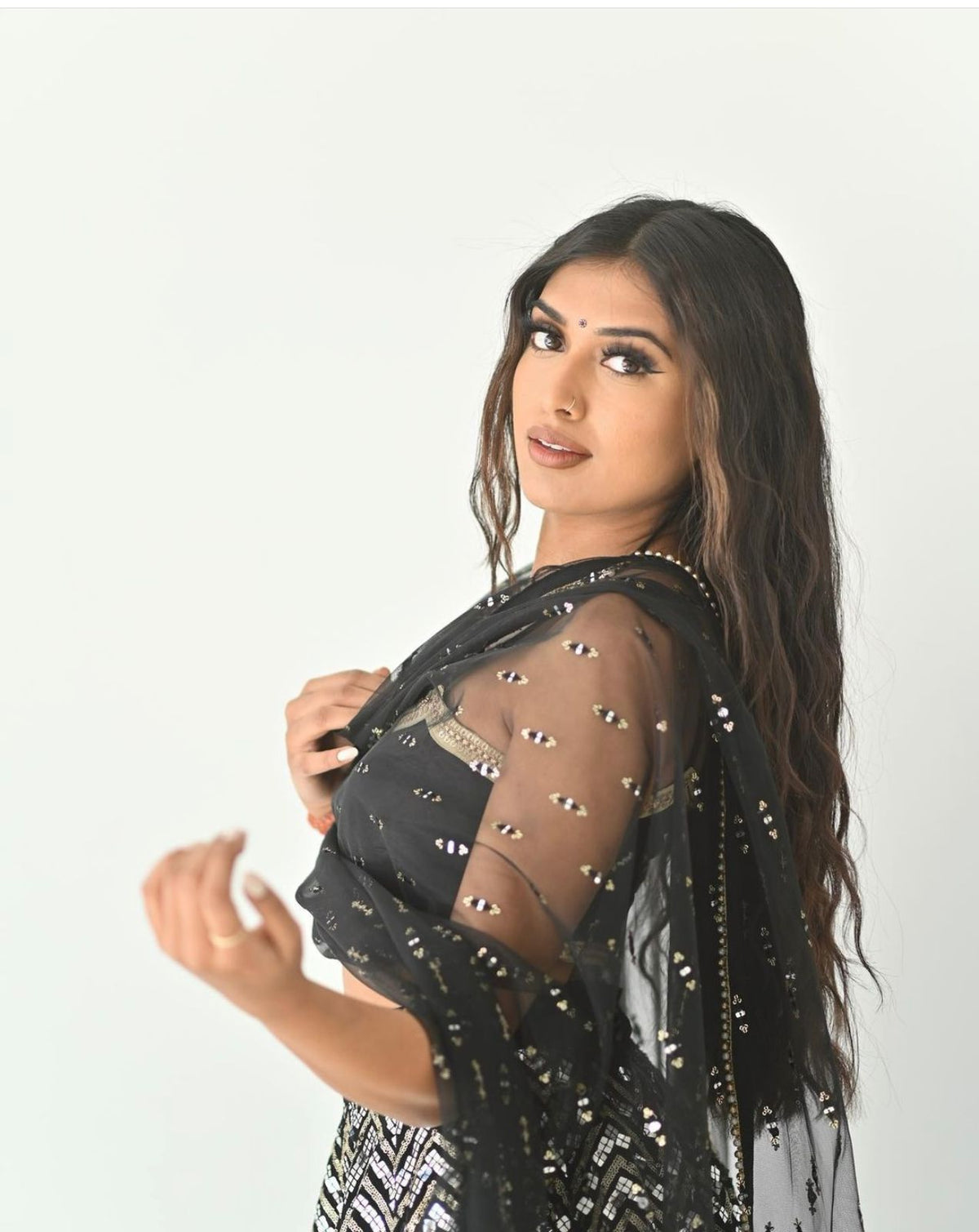 Designer Black & Silver Partywear Lehenga with Net Dupatta