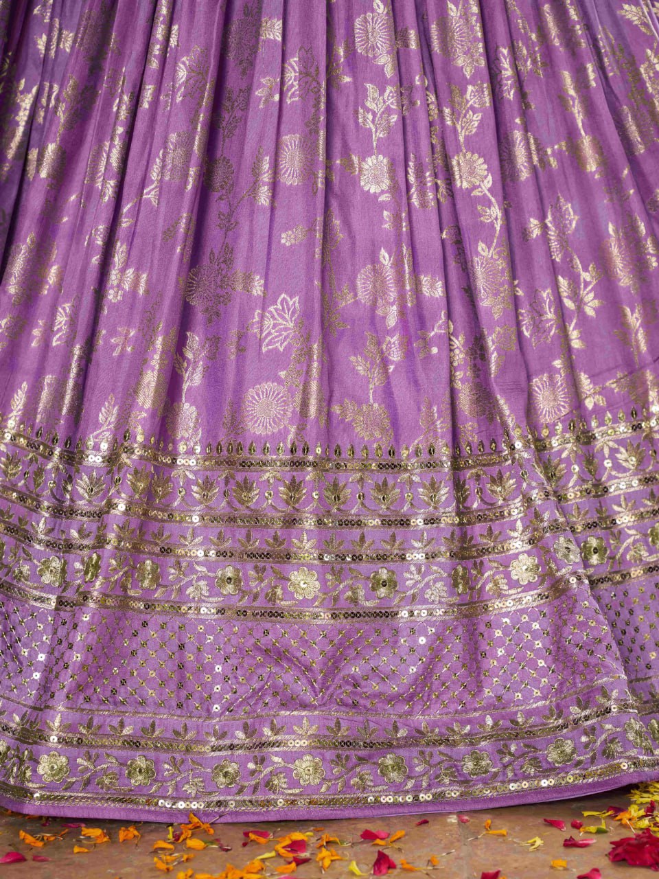 Lavender Silk Jacquard Lehenga Choli for Bridesmaids, Parties & Receptions