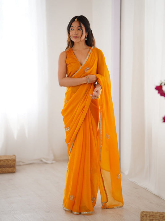Charming Mustard Yellow Saree for Special Occasions