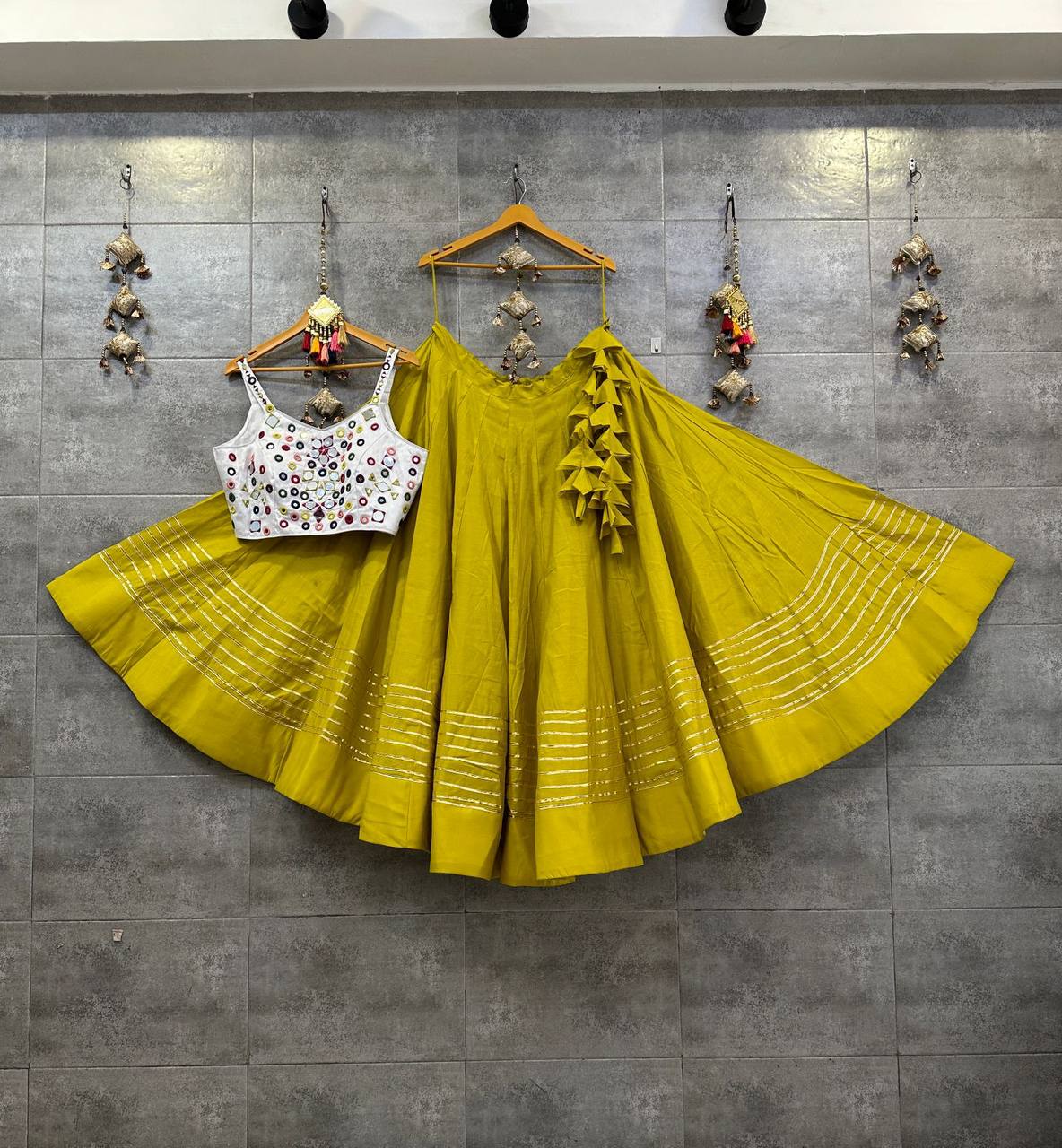 Designer Teal Blue Lehenga Choli with Mirror Work Blouse for Navratri