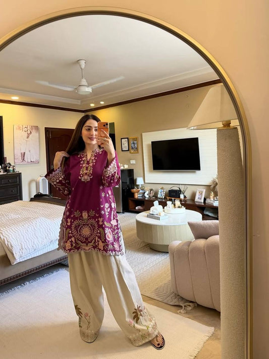 Designer Purple Kurti with Patiala Salwar
