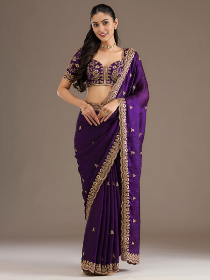 Mustard Gold Tissue Saree with Heavy Gold Embroidery Border & Designer Blouse