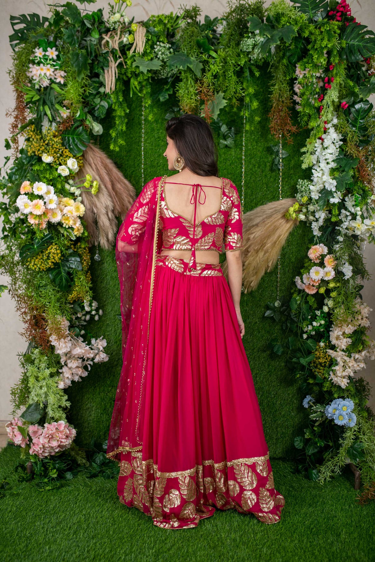 Pink and Gold Embroidered Lehenga Choli for Women