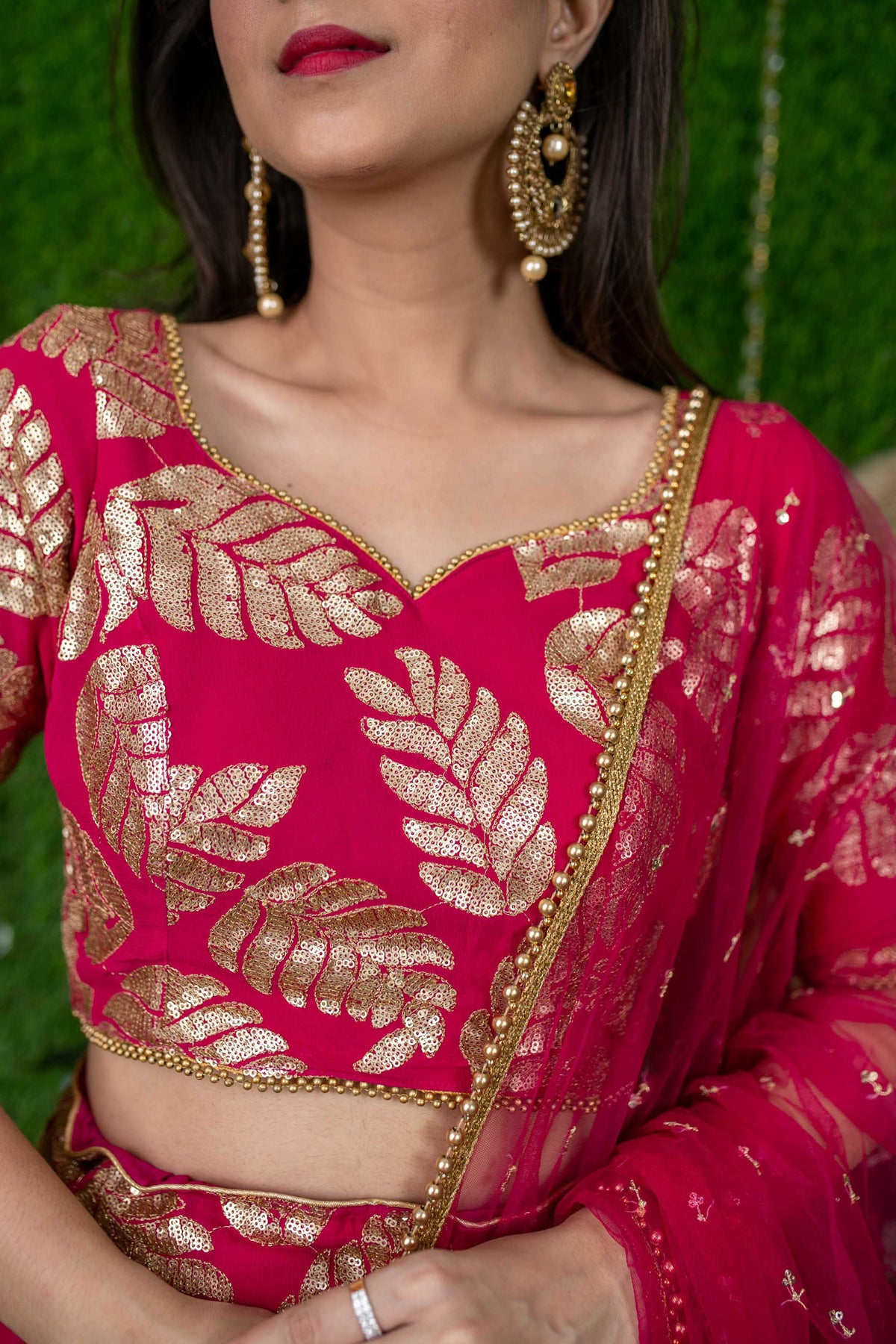 Pink and Gold Embroidered Lehenga Choli for Women