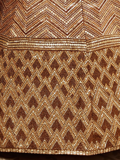Sabyasachi inspired Bridal Gold Designer Lehenga Choli with Heavy Zari & Sequins Work