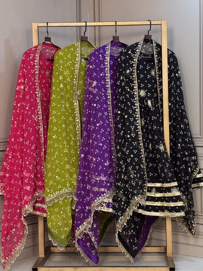 Navratri Special Georgette Bandhej Print Lehenga Choli Set with Dupatta