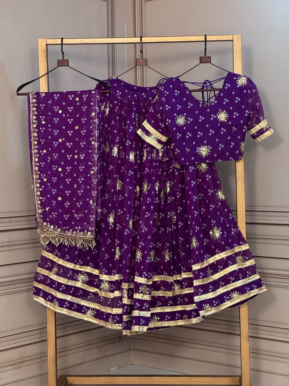 Navratri Special Georgette Bandhej Print Lehenga Choli Set with Dupatta
