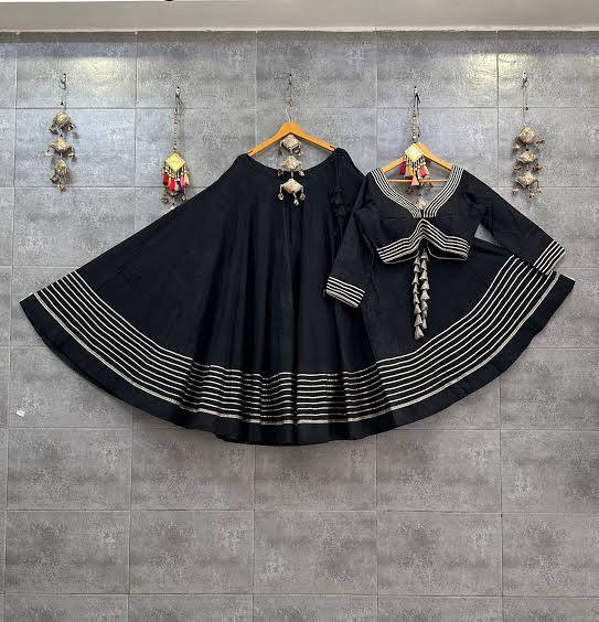 White Rayon Cotton Navratri Lehenga Choli with Heavy Gota Patti Work