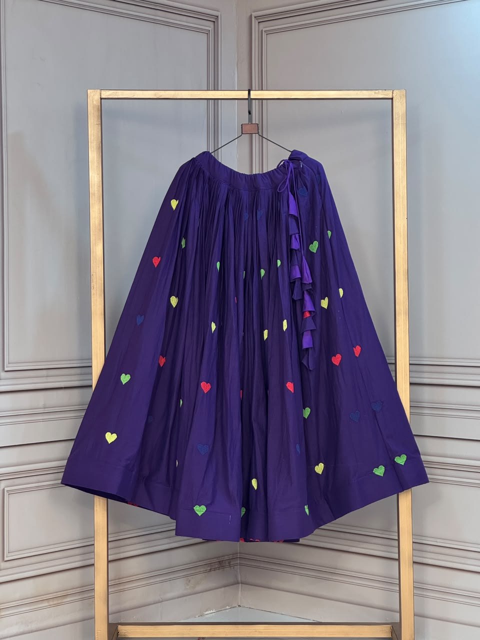 Cora Cotton Heart Embroidery Flared Lehenga
