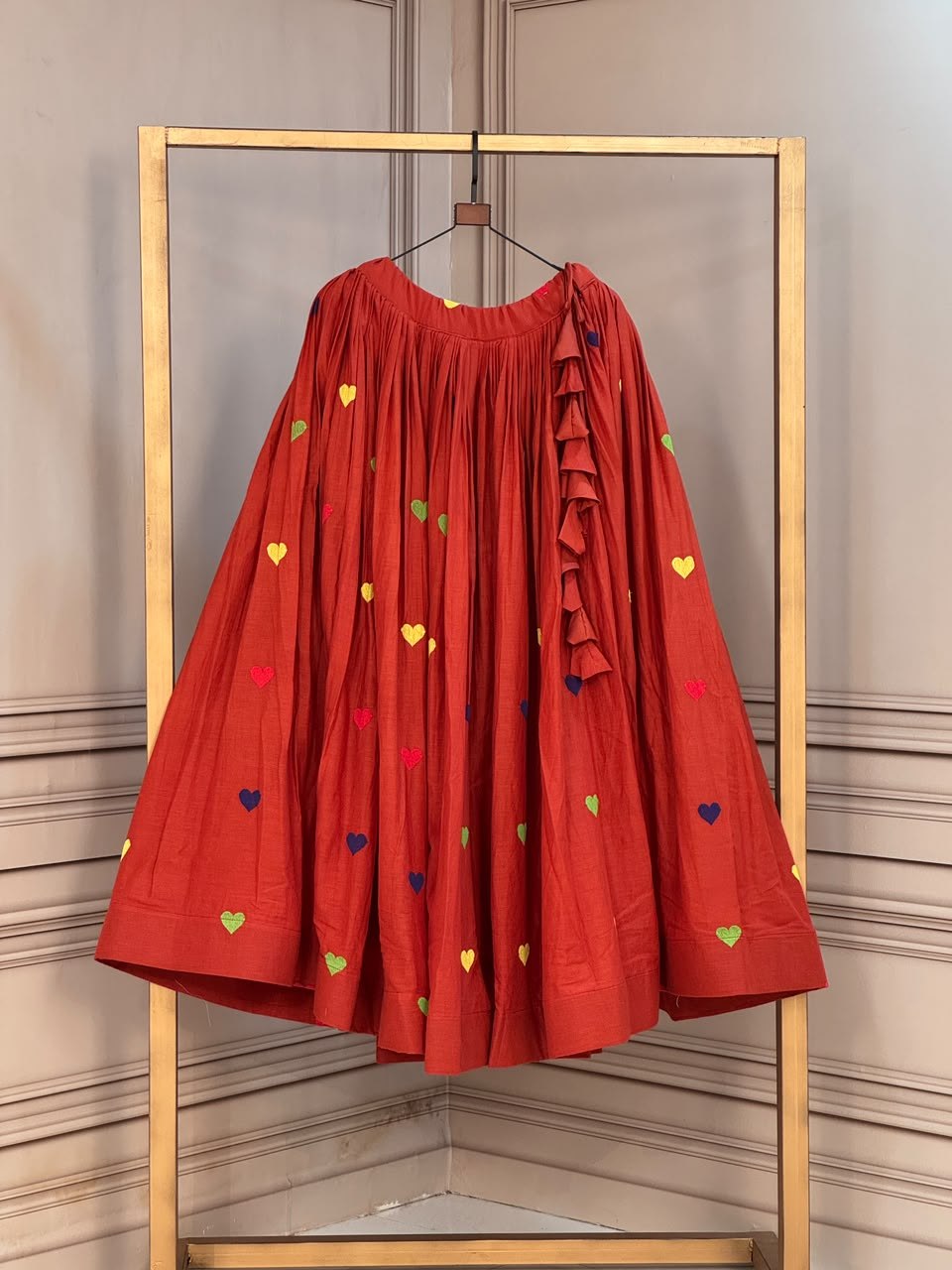 Cora Cotton Heart Embroidery Flared Lehenga