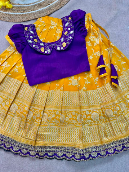 Designer Kids Banarasi Silk Lehenga Choli Set