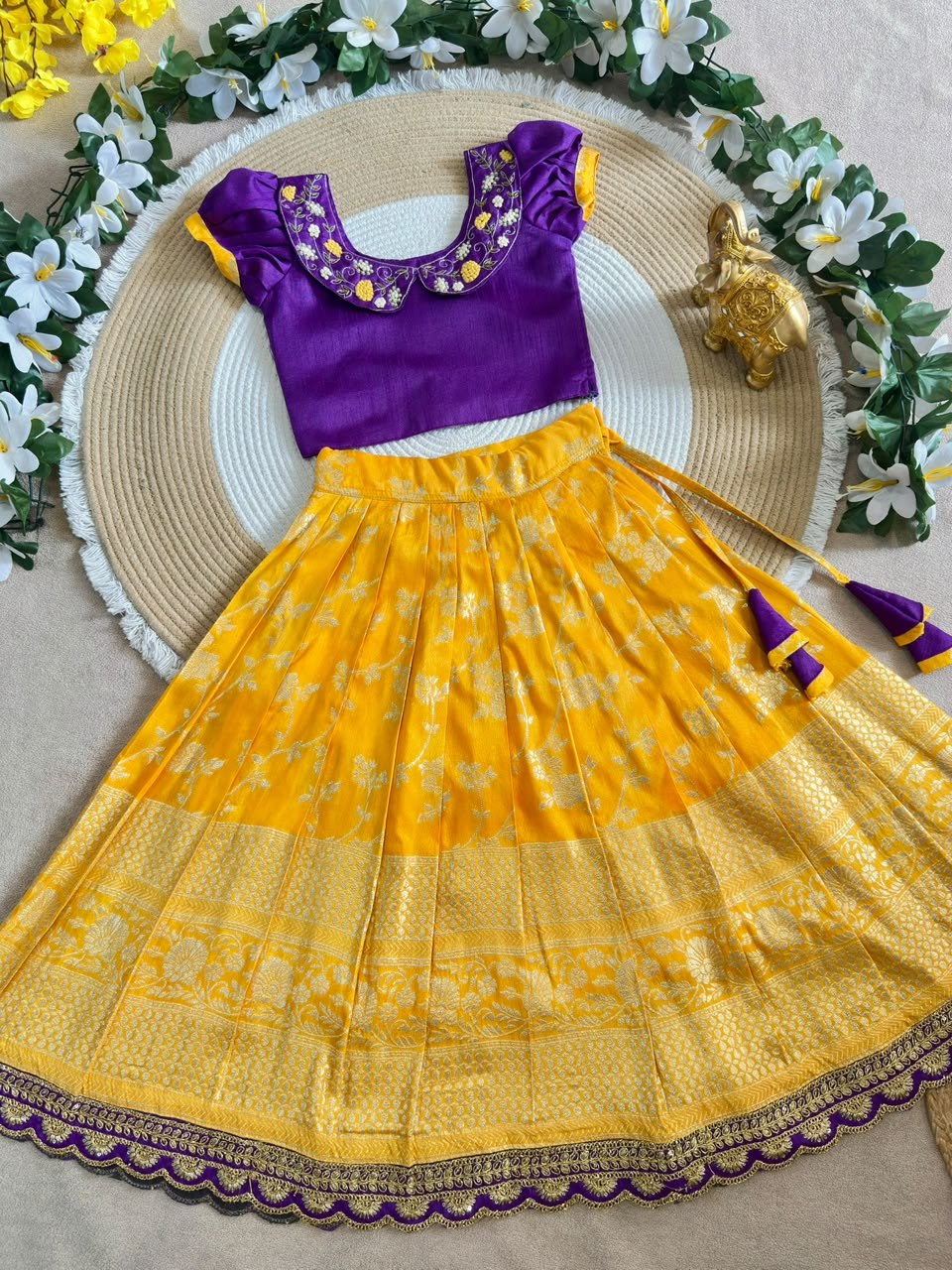 Designer Kids Banarasi Silk Lehenga Choli Set