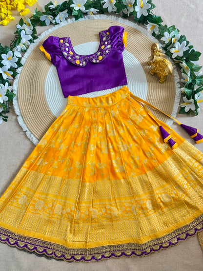 Designer Kids Banarasi Silk Lehenga Choli Set