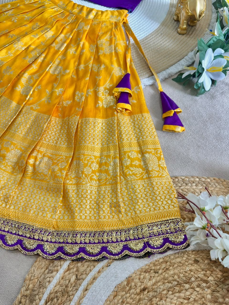 Designer Kids Banarasi Silk Lehenga Choli Set