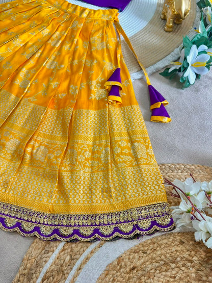 Designer Kids Banarasi Silk Lehenga Choli Set
