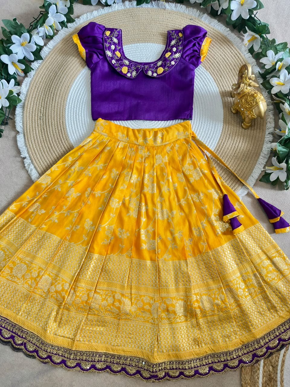 Designer Kids Banarasi Silk Lehenga Choli Set