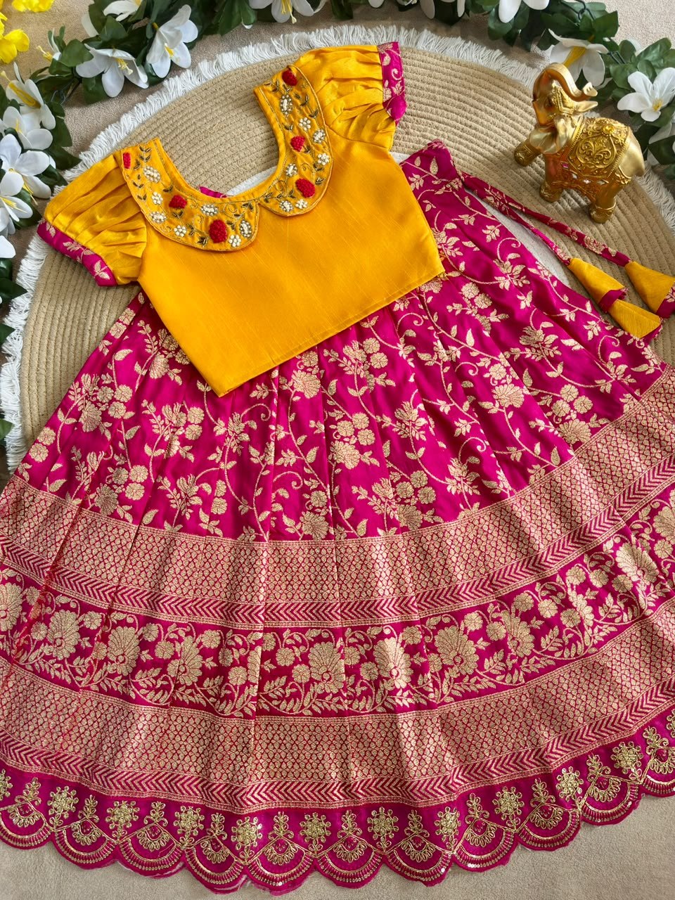 Designer Kids Banarasi Silk Lehenga Choli Set