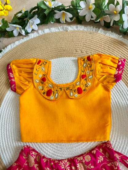 Designer Kids Banarasi Silk Lehenga Choli Set