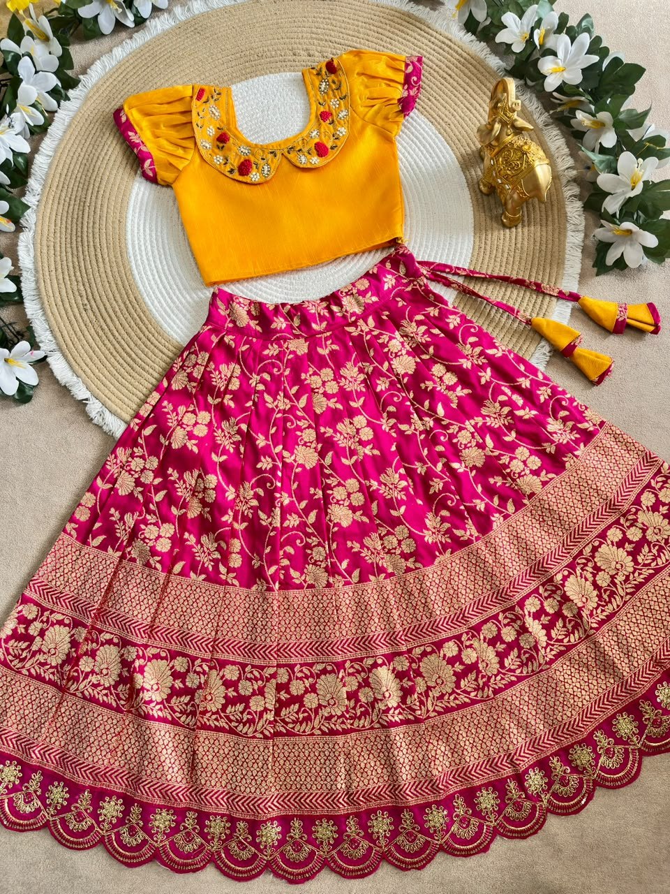 Designer Kids Banarasi Silk Lehenga Choli Set
