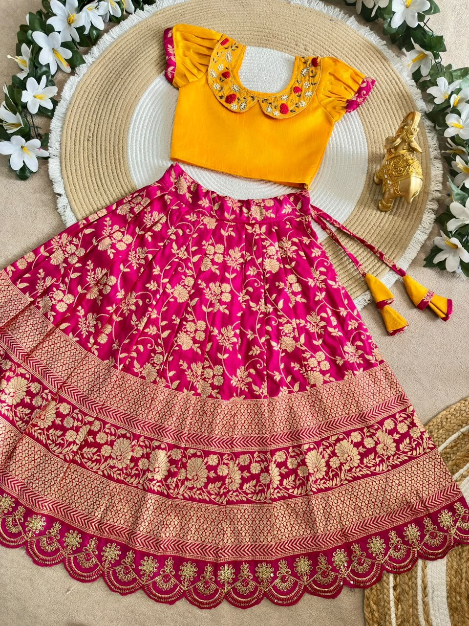 Designer Kids Banarasi Silk Lehenga Choli Set