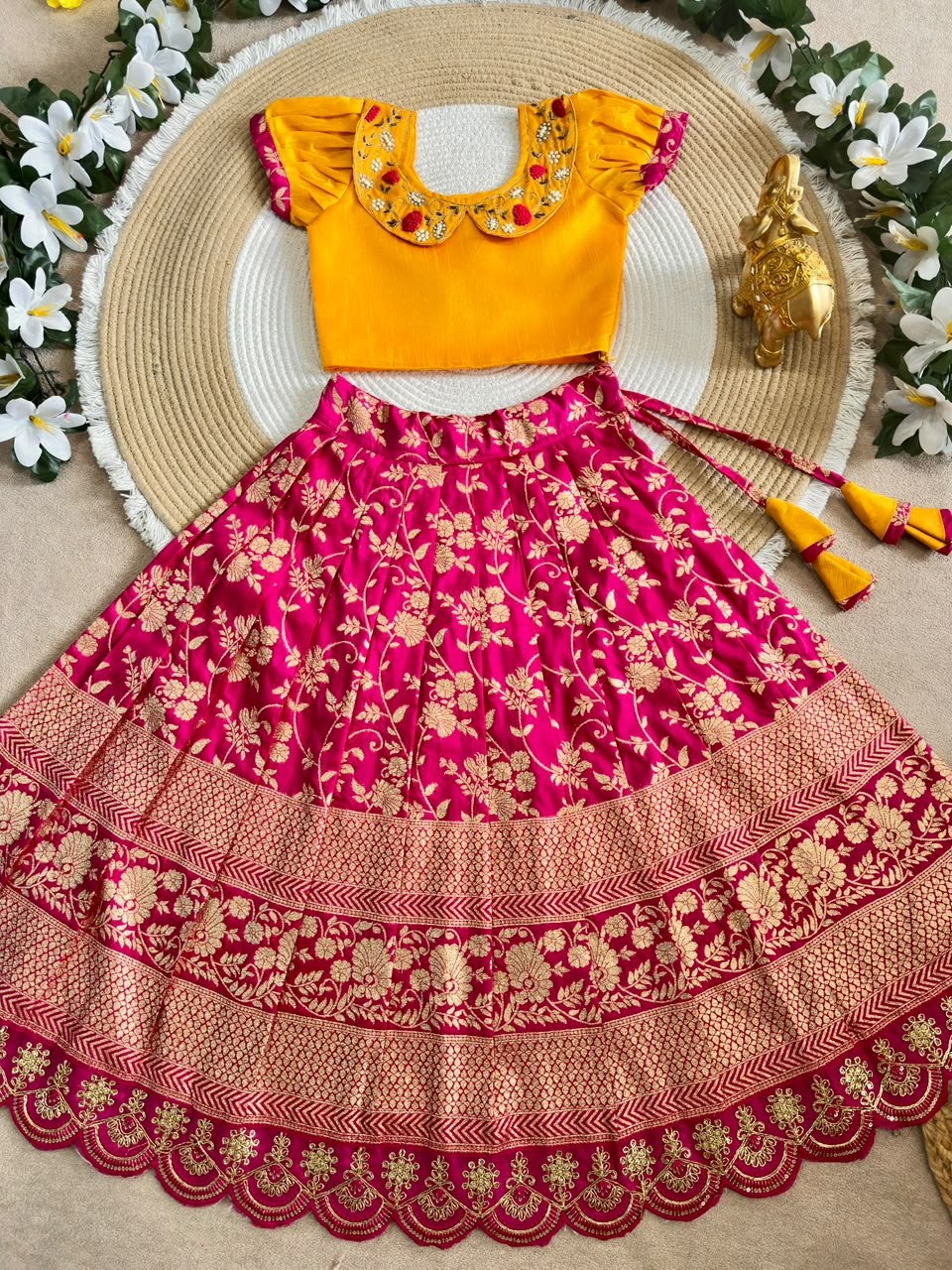 Designer Kids Banarasi Silk Lehenga Choli Set