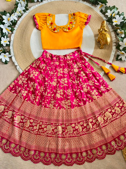 Designer Kids Banarasi Silk Lehenga Choli Set