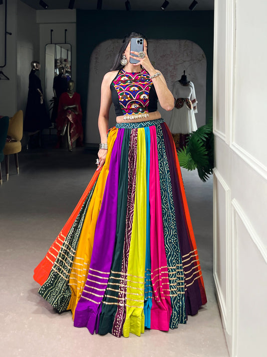 Designer Multicolor Navratri Chaniya Choli with Mirror Work