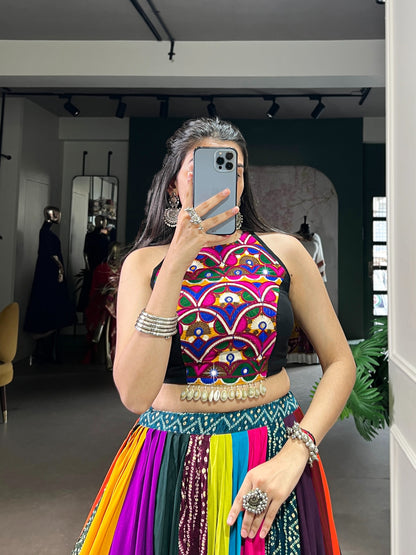 Designer Multicolor Navratri Chaniya Choli with Mirror Work