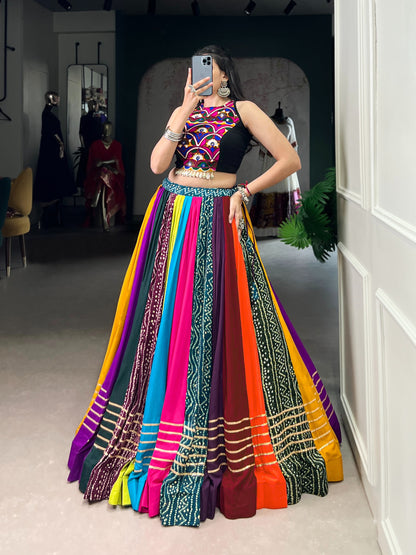 Designer Multicolor Navratri Chaniya Choli with Mirror Work
