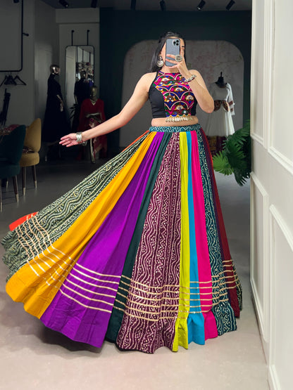 Designer Multicolor Navratri Chaniya Choli with Mirror Work