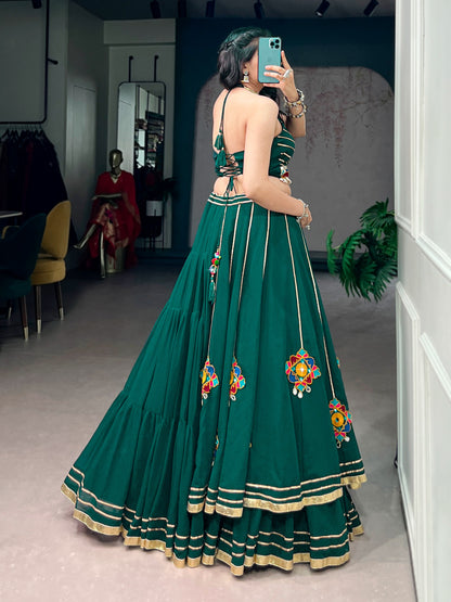 Designer Green Garba Lehenga Choli for Navratri Festival