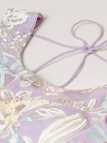 Lavender Blossom Fantasy Floral Embroidered Lehenga Choli