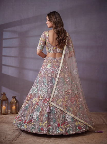 Lavender Blossom Fantasy Floral Embroidered Lehenga Choli