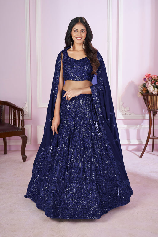 Navy Blue Designer Lehenga

