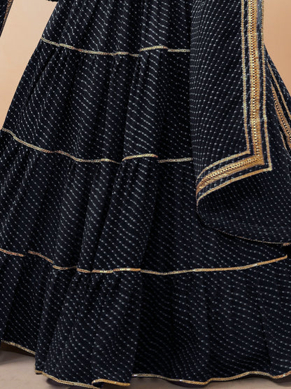Black Leheriya printed bandhani Lehenga Choli Set