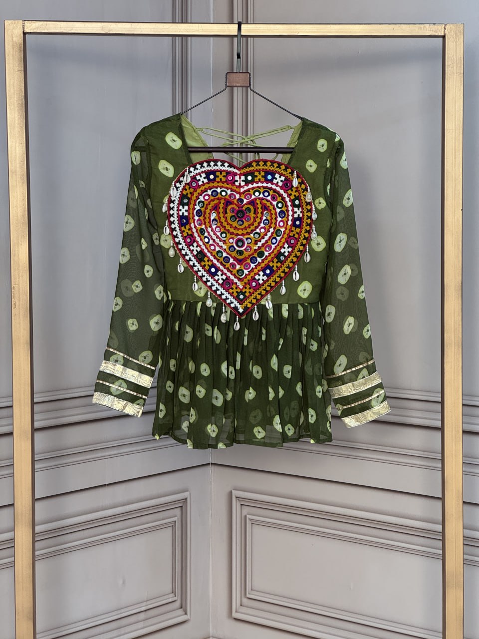 Multicolor Bandhani Print Kutchi Gamthi Patchwork Top