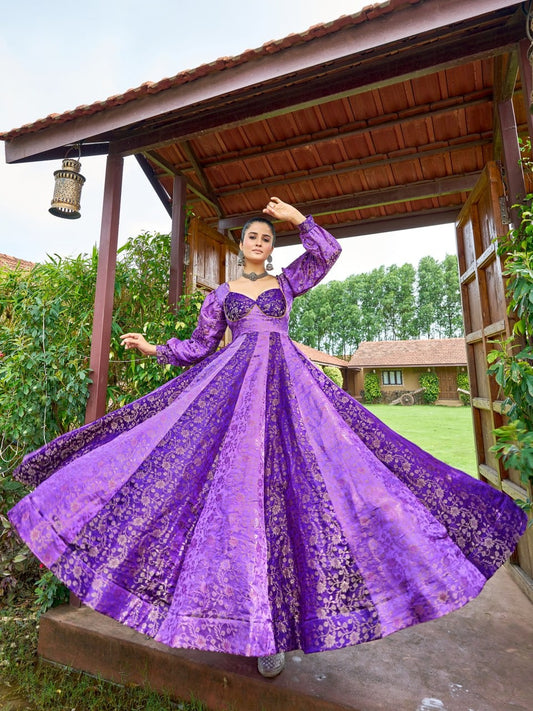 Royal Purple Anarkali Dress for Navratri