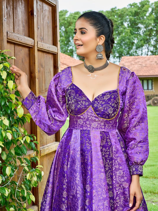 Royal Purple Anarkali Dress for Navratri