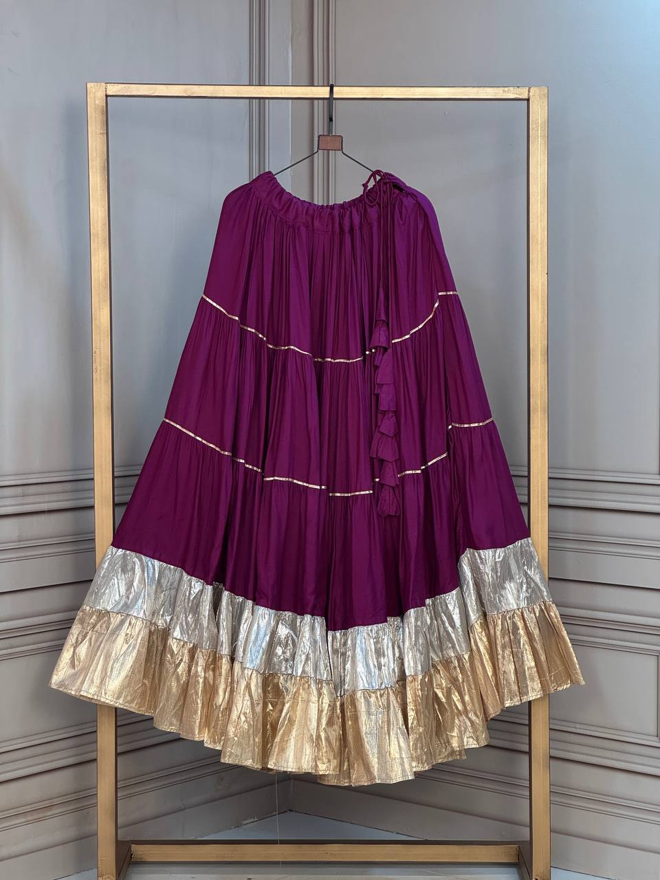 Rayon 12 Meter Layered Lehenga with Lampi Lace & Gota Work