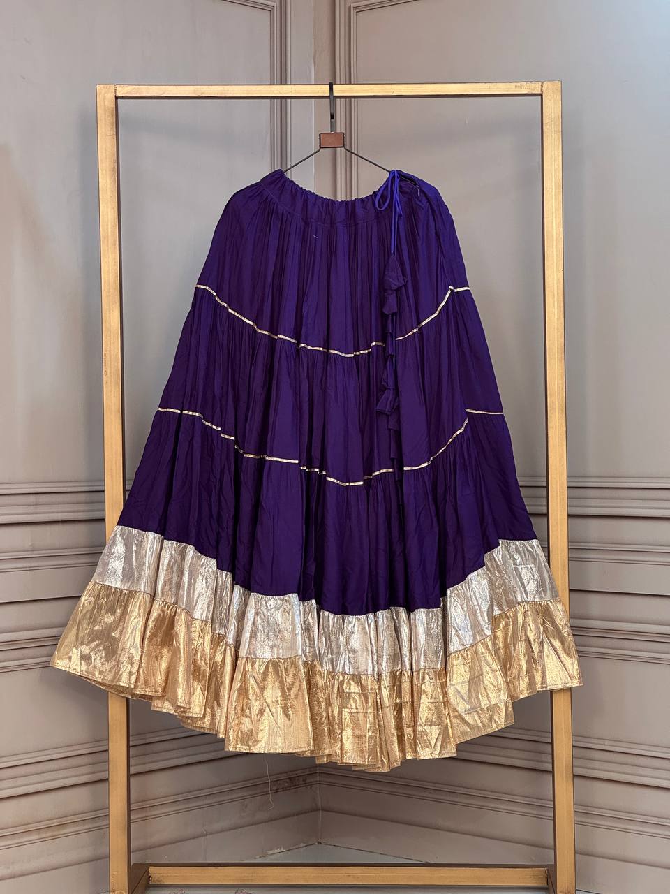 Rayon 12 Meter Layered Lehenga with Lampi Lace & Gota Work