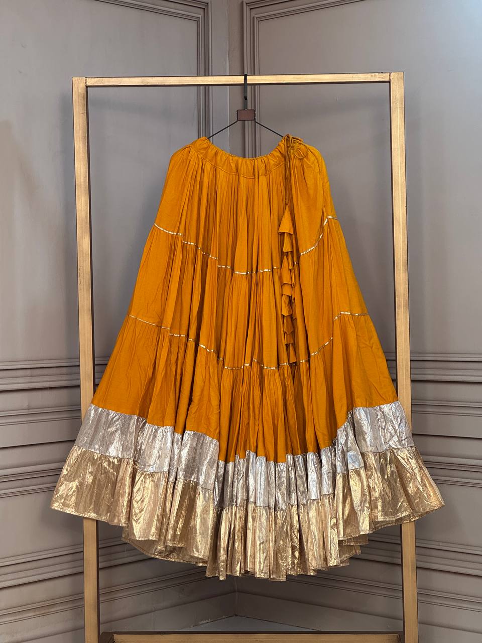 Rayon 12 Meter Layered Lehenga with Lampi Lace & Gota Work