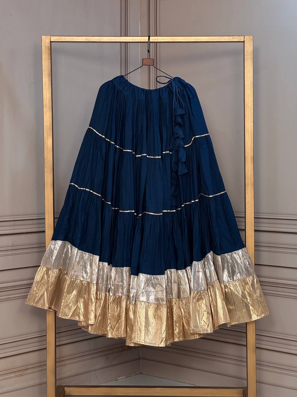 Rayon 12 Meter Layered Lehenga with Lampi Lace & Gota Work