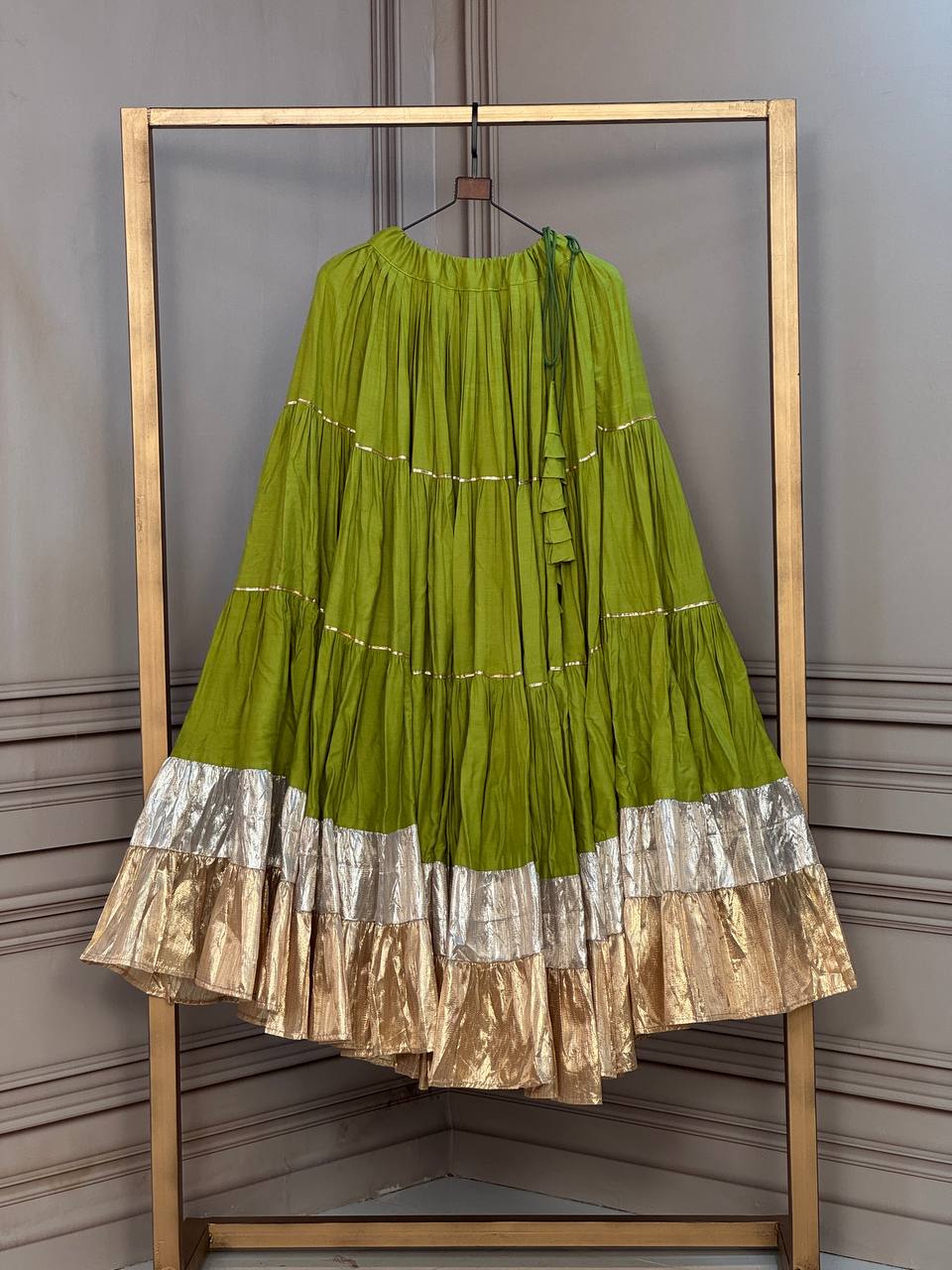 Rayon 12 Meter Layered Lehenga with Lampi Lace & Gota Work