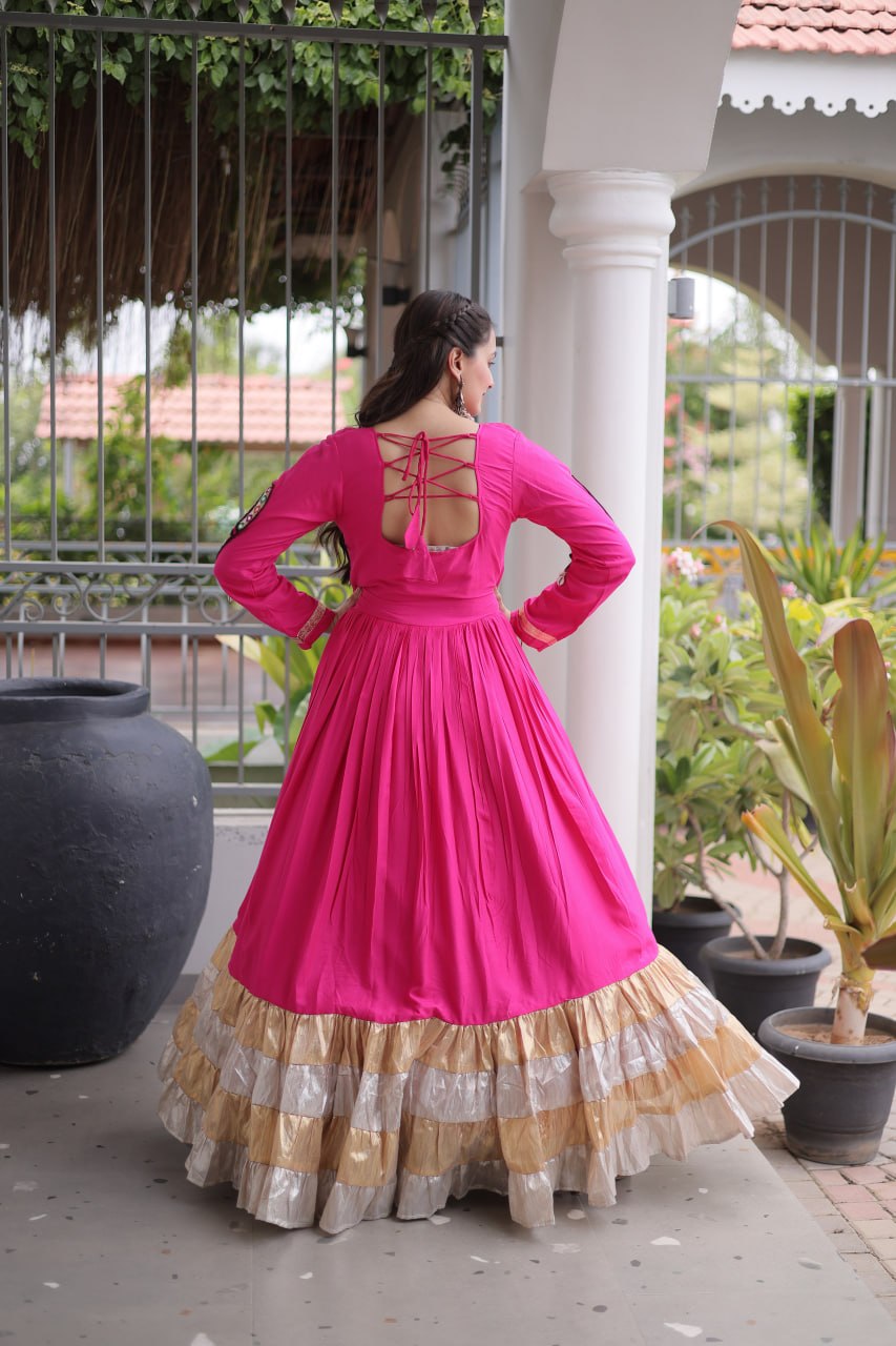 Rayon Kutchi Gamthi Work Gown